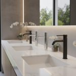 Robinet de lavabo, mitigeur d&rsquo;eau de lavabo de salle de bains, trou unique et poignée, robinet d&rsquo;évier d&rsquo;eau chaude et froide, robinet de salle de bains monté sur le pont