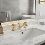 Mélangeur de lavabo de salle de bains de Style américain, robinet mitigeur de lavabo répandu de 8 pouces, robinet d&rsquo;évier à trois trous en laiton, levier croisé doré