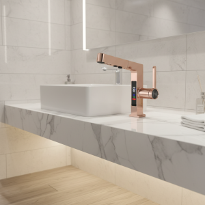 Robinet de Lavabo à Affichage Numérique Intelligent LED, Or Rose, sans Plomb, pour Évier de Centre Commercial