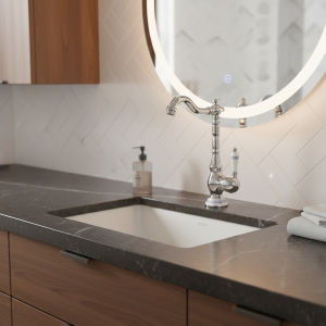 Robinets de salle de bains Robinet en bronze antique pour cuisine Robinet mitigeur de lavabo d&rsquo;eau froide et chaude avec grue de robinet d&rsquo;évier à poignée unique en céramique