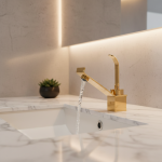 Robinet de lavabo doré, salle de bains, lavabo en laiton, mitigeur d&rsquo;eau chaude et froide, robinet d&rsquo;évier monotrou à poignée unique monté sur le pont