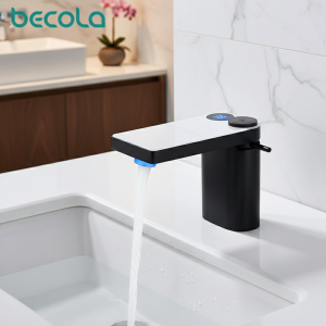 Robinet de lavabo numérique à LED pour salle de bains, mélangeur de lavabo, en laiton chromé, affichage de la température, robinets d&rsquo;eau intelligents