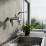 Robinet d&rsquo;irrigation horticole à double poignée, double commande, buse d&rsquo;eau en alliage de Zinc, une entrée et deux sorties, robinet à Double mamelon