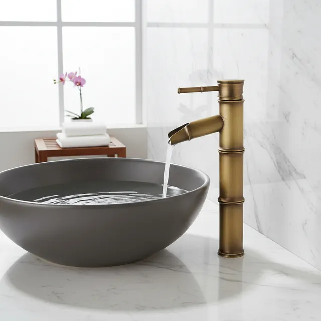 Robinet de lavabo en laiton Antique en forme de bambou