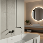 Robinet de sortie d&rsquo;eau de style plafond en laiton noir mat de luxe, poignée murale moderne, fixation de baignoire d&rsquo;évier de salle de bains à double usage