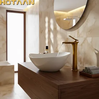 Mitigeur lavabo cascade laiton antique vasque posé bec surélevé…