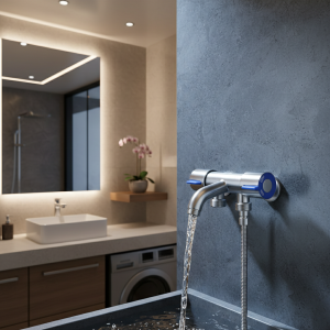 Robinet de salle de bains à Double commande, robinet d&rsquo;eau froide en acier inoxydable à Double poignée, robinet de Machine à laver de salle de bains, Valve triangulaire