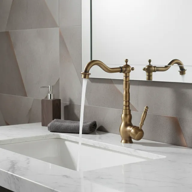 Mitigeur lavabo surélevé bec haut coudé poignée levier…