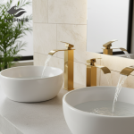 Bassin localité Brossé F/05, Cascade Élégante, Robinet de Maison, Trou à Levier Unique, Montage sur Pont, Robinets de Centre Commercial en Laiton