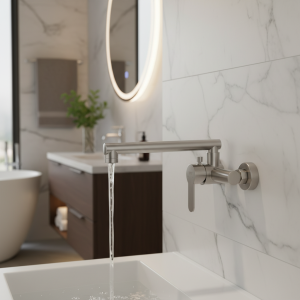 Robinet de lavabo pliable en acier inoxydable, mural, salle de bains, cuisine, lavabos, mitigeur d&rsquo;eau froide et chaude, pivotant à 360 degrés