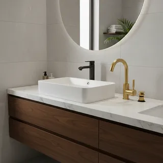 Robinet de lavabo de salle de bains en laiton noir