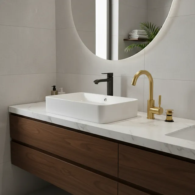 Robinet de lavabo de salle de bains en laiton noir