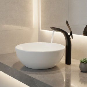 FMHJFISD robinet d&rsquo;évier de lavabo design minimaliste mitigeur d&rsquo;eau chaude et froide à poignée unique grue de lavabo monotrou monté sur le pont