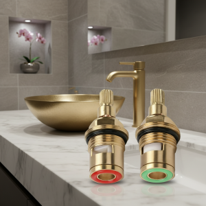 Valves de robinet de remplacement universelles, cartouche à disque en céramique et laiton, Valve de robinet intérieure pour salle de bains, dans le sens des aiguilles d&rsquo;une montre ou dans le sens des aiguilles d&rsquo;une montre, 1/2 pièces