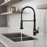 Robinet de cuisine extractible noir mat, buse double Modes chromée, mélangeur d&rsquo;eau chaude et froide, robinet de grue, robinets d&rsquo;évier de cuisine à ressort en laiton