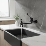 Torayvino-Robinet de centre commercial froid et chaud monté sur le pont, robinet de ark HOBasin à longue poignée en laiton noir 256, hygiène médicale F/05 et ets