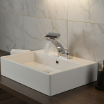 BAKALA robinet de lavabo cascade froide et chaude, lavabo de salle de bains contemporain en laiton chromé mélangeur d&rsquo;évier robinet de cascade monté sur le pont