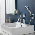 Robinet de lavabo monotrou avec pomme de douche, robinets multifonctionnels, accessoires de salle de bains, robinet mitigeur d&rsquo;évier domestique