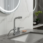 Robinet de douche de lavabo chromé, mitigeur de salle de bains multifonctionnel, robinets de lavabo, mitigeur chaud et froid à poignée unique monté sur le pont