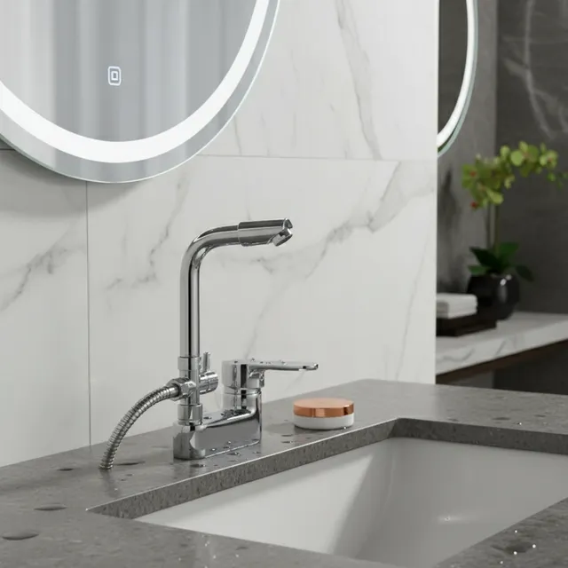 Robinet de douche de lavabo chromé