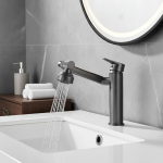 Robinet de lavabo universel multifonction en acier inoxydable de haute qualité, robinet de lavabo de salle de bains à double usage chaud et froid