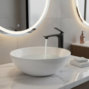 Robinet de salle de bain à poignée unique, robinets de lavabo, noir/blanc, robinet de salle de bains, mitigeur de lavabo, robinet de bain haut, grue d&rsquo;eau d&rsquo;évier en laiton