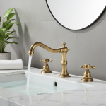 Robinet de salle de bains en laiton Antique, robinet de lavabo à 3 trous, robinet de montage sur pont, eau chaude et froide, poignées à Double commande, robinets mélangeurs d&rsquo;évier de lavabo