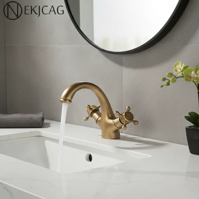 Mélangeur lavabo deux poignées croisillon bec cintré…
