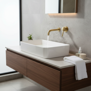 Robinet de luxe en or brossé, robinet de lavabo de salle de bains mural, robinet d&rsquo;évier en laiton massif à poignée unique, mélangeur chaud et froid, robinet de baignoire doré