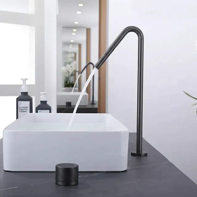 Robinet lavabo vasque surélevé colonne bec haut jet…