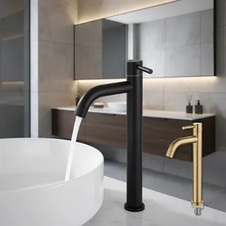 Mitigeur lavabo surélevé robinet vasque monocommande monotrou acier…