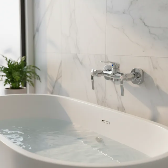 Robinet de baignoire en laiton argenté