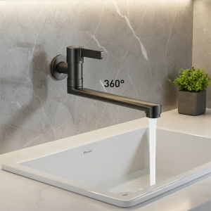 Robinet mural monotrou, vadrouille en laiton, robinet de piscine, rotation libre à 360 °, robinet froid unique, robinet d&rsquo;évier de cuisine