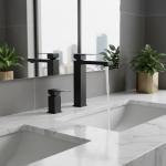 Robinet d&rsquo;évier en dégradmonté sur le pont, robinet de bassin en laiton, centre commercial, eau chaude et froide