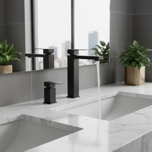 Robinet d&rsquo;évier en dégradmonté sur le pont, robinet de bassin en laiton, centre commercial, eau chaude et froide