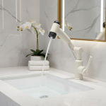 Robinet de lavabo multifonctionnel, 4 Modes, Rotation, mélangeur chaud et froid, robinet monté sur bureau, pulvérisateur à jet d&rsquo;eau vers le haut pour salle de bains