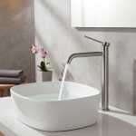 Mélangeur d&rsquo;eau froide et chaude à poignée unique, robinet de lavabo de salle de bains à Rotation de 360 en acier inoxydable