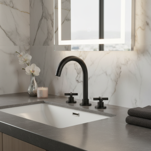 BECOLA robinets de lavabo noirs en laiton chromé poli, robinets d’évier de salle de bains montés sur le pont, robinet d’eau chaude et froide à Double poignée à 3 trous BECOLA robinets de lavabo noirs en laiton chromé poli, robinets d’évier de salle de bains montés sur le pont, robinet d’eau chaude et froide à Double poignée à 3 trous