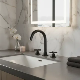 BECOLA robinets de lavabo noirs en laiton chromé poli