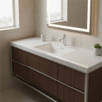 Lavabo en céramique semi-encastré, lavabo simple intégré, lavabo d&rsquo;armoire, lavabo de salle de bains