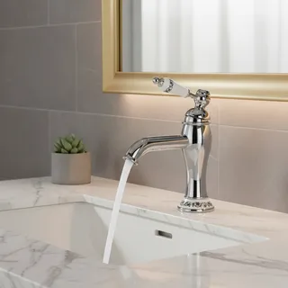 Robinet de lavabo à trou unique en laiton chromé rétro