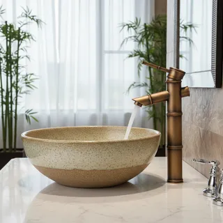 Robinet de lavabo en laiton Antique en forme de bambou finition Bronze