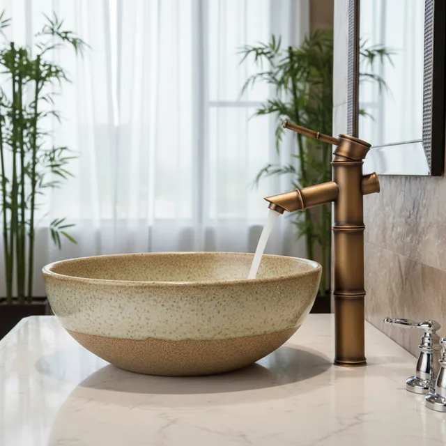 Robinet de lavabo en laiton Antique en forme de bambou…