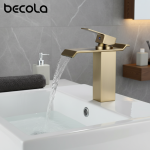 BECOLA-Robinet en laiton monté sur pont en dégradbrossé, robinet d&rsquo;eau chaude et froide