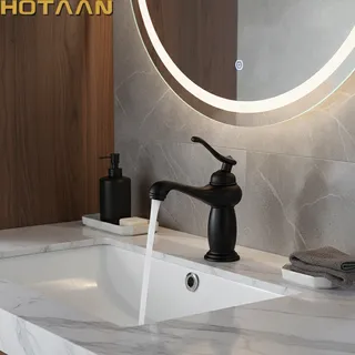 Robinet lavabo mitigeur monocommande finition noir mat laiton massif…