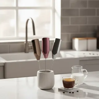 Mousseur lait électrique portable mini fouet sans fil inox spiralé…