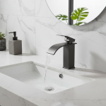 European Copper Waterfall Basin Faucet Style Black Silver Paint Hot and Cold Dual Control Faucet Kitchen Bathroom Wash Basin