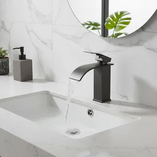 European Copper Waterfall Basin Faucet Style Black Silver Paint Hot…