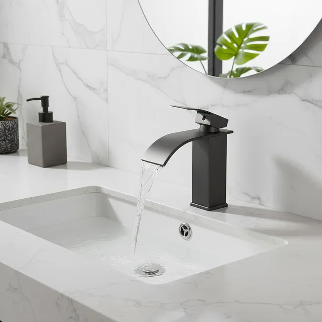 European Copper Waterfall Basin Faucet Style Black…