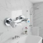 Robinet de salle de bains à Double douche, robinet de baignoire, Double poignée chaude et froide, Double commande, mitigeur d&rsquo;eau mural